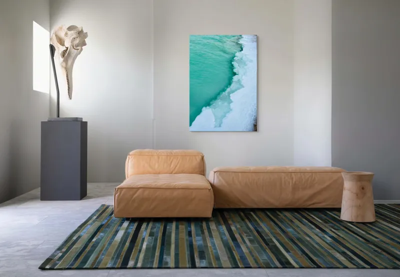 Tablou Canvas, "Valurile înghețate ale mării verzi", Turcoaz, Gheață, Ocean, Valuri, Mal, Spumă, Natură, Liniște, Frig, Contrast, 70 x 100 cm – poza 7