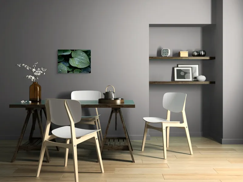 Tablou Canvas, "Picături de ploaie pe frunze verzi", Frunze, Verde, Picături, Apă, Prospețime, Natură, Textură, Lumină, Rouă, Vitalitate, 54 x 39 cm – poza 6