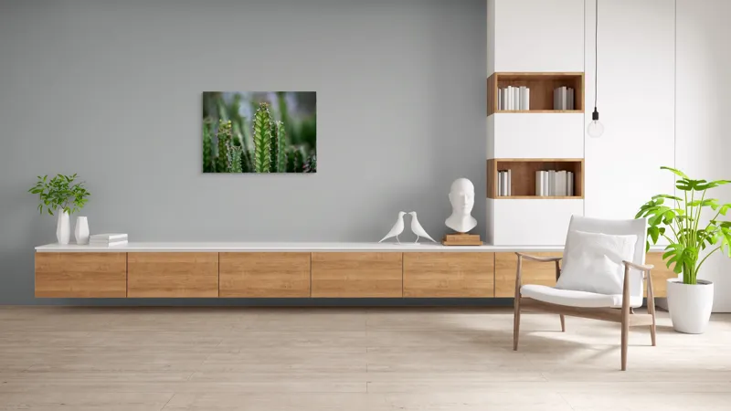 Tablou Canvas, "Cactuși înverziți sub cer senin", Spini, Verde, Textură, Cactuși, Natură, Asprime, Sălbăticie, Contrast, Detaliu, Exotic., 100 x 70 cm – poza 6