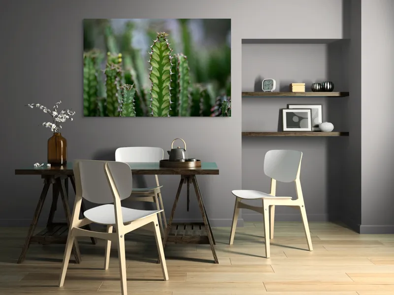 Tablou Canvas, "Cactuși înverziți sub cer senin", Spini, Verde, Textură, Cactuși, Natură, Asprime, Sălbăticie, Contrast, Detaliu, Exotic., 150 x 100 cm – poza 5