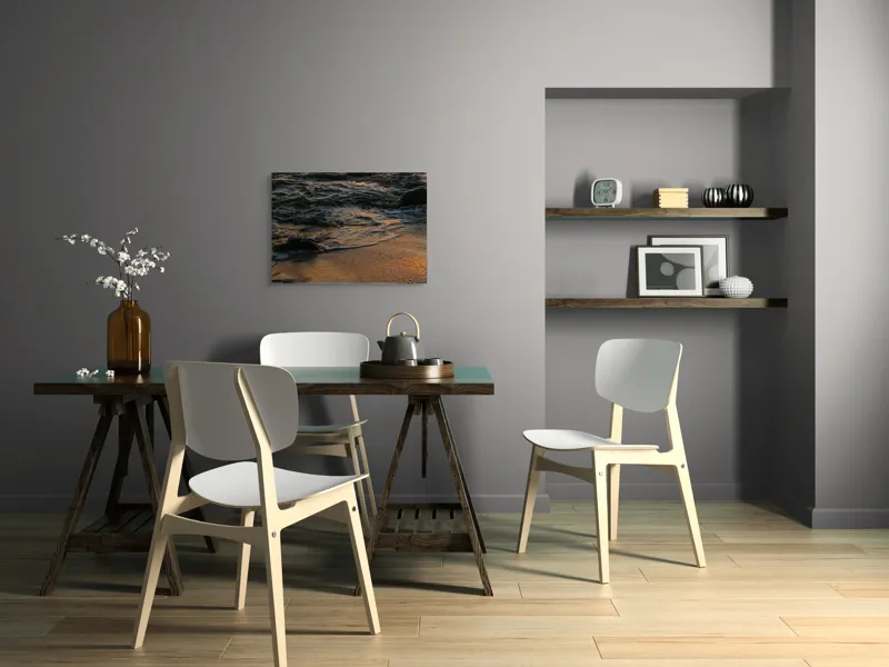 Tablou Canvas, "Valurile mării la apusul soarelui", Valuri, Apus, Nisip, Reflecții, Liniște, Natură, Ocean, 70 x 50 cm – poza 5