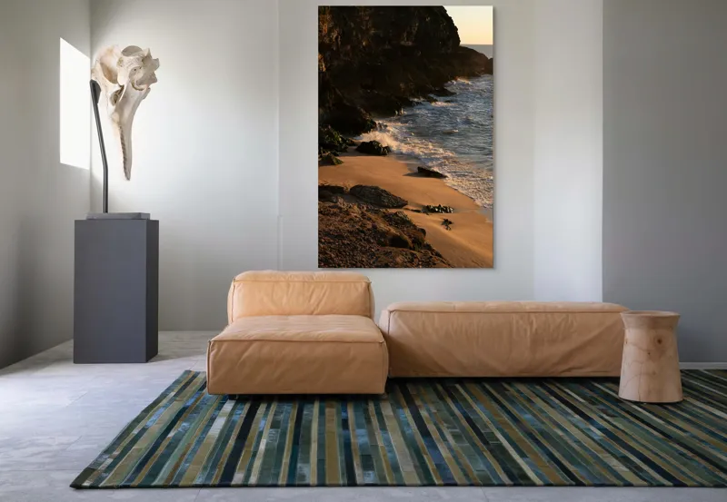 Tablou Canvas, "Apus peste țărmul stâncos al mării", Plajă, Apus, Valuri, Stânci, Nisip, Ocean, Lumină, Relaxare, 100 x 150 cm – poza 7