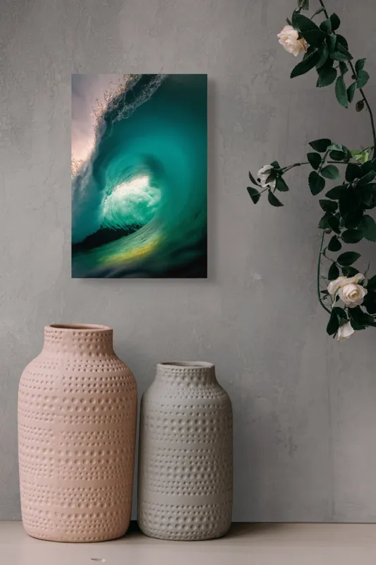 Tablou Canvas, "Esența viitorului neîmblânzit al oceanului", Vârtej, Apă, Energie, Ocean, Dinamică, Natură, Viu, Spectacol, Forță, 26 x 39 cm – poza 6