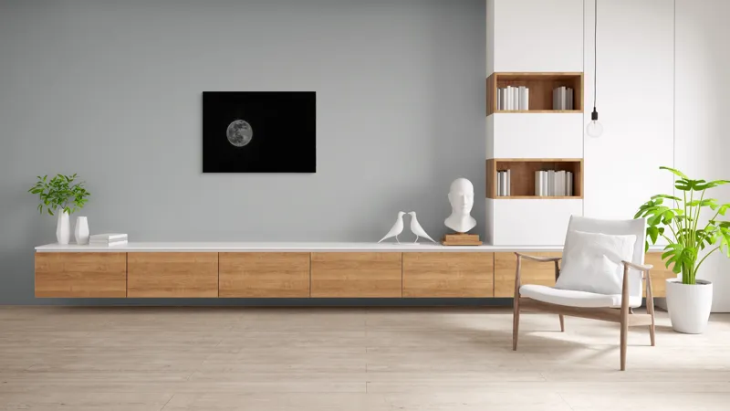 Tablou Canvas, "Luna plină în noaptea înstelată", Lună, Stele, Cer, Întuneric, Mister, Lumină, Univers, Infinit, Liniște, 100 x 70 cm – poza 6
