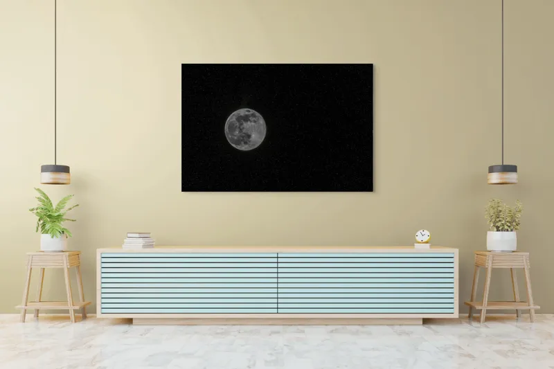 Tablou Canvas, "Luna plină în noaptea înstelată", Lună, Stele, Cer, Întuneric, Mister, Lumină, Univers, Infinit, Liniște, 150 x 100 cm – poza 6