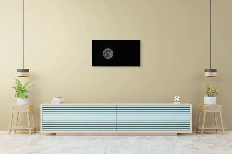 Tablou Canvas, "Luna plină în noaptea înstelată", Lună, Stele, Cer, Întuneric, Mister, Lumină, Univers, Infinit, Liniște, 90 x 50 cm – poza 5