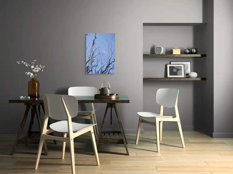 Tablou Canvas, "Crengile și luna din cer senin", Serenitate, Melancolie, Luciditate, Frumusețe, Eleganță, Visare, Armonie, Delicatețe, Contemplație, Liniște, 50 x 70 cm – poza 5