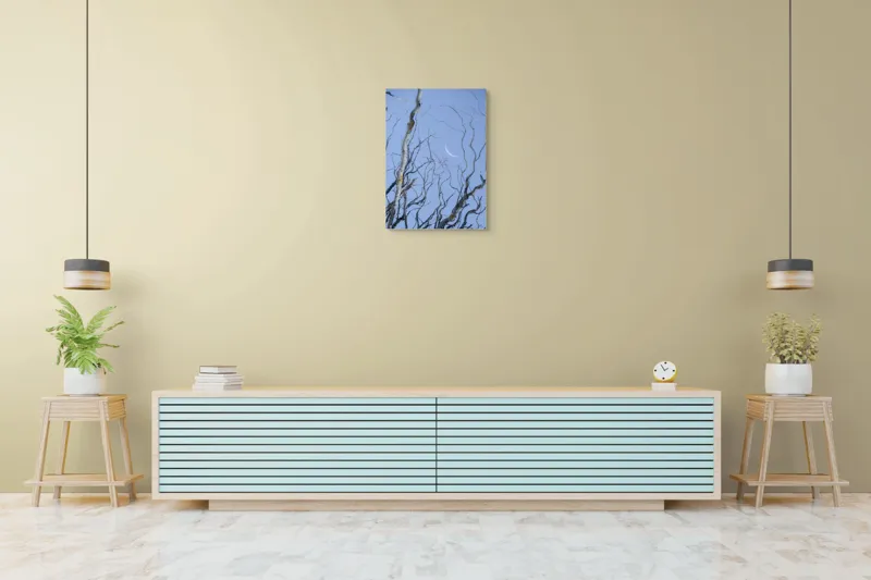 Tablou Canvas, "Crengile și luna din cer senin", Serenitate, Melancolie, Luciditate, Frumusețe, Eleganță, Visare, Armonie, Delicatețe, Contemplație, Liniște, 50 x 70 cm – poza 6