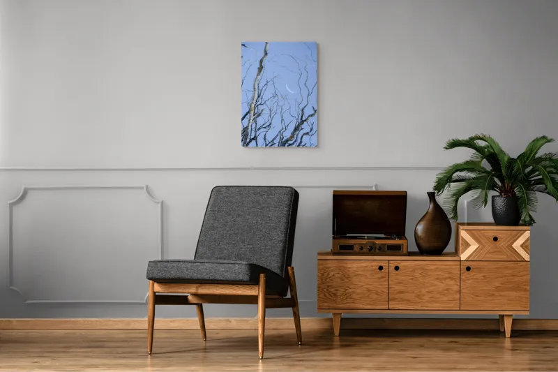 Tablou Canvas, "Crengile și luna din cer senin", Serenitate, Melancolie, Luciditate, Frumusețe, Eleganță, Visare, Armonie, Delicatețe, Contemplație, Liniște, 50 x 70 cm – poza 8