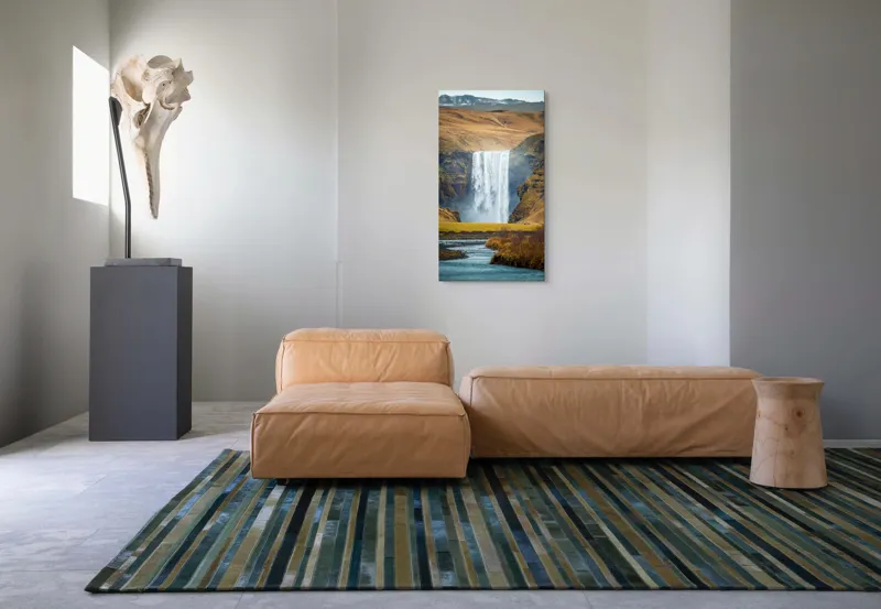 Tablou Canvas, "Cascada în mijlocul naturii sălbatice", Cascadă, Spectaculoasă, Natura, Sălbatic, Peisaj, Apă, Munți, Valuri, Râu, Înălțime, Verdeață, 50 x 90 cm – poza 5