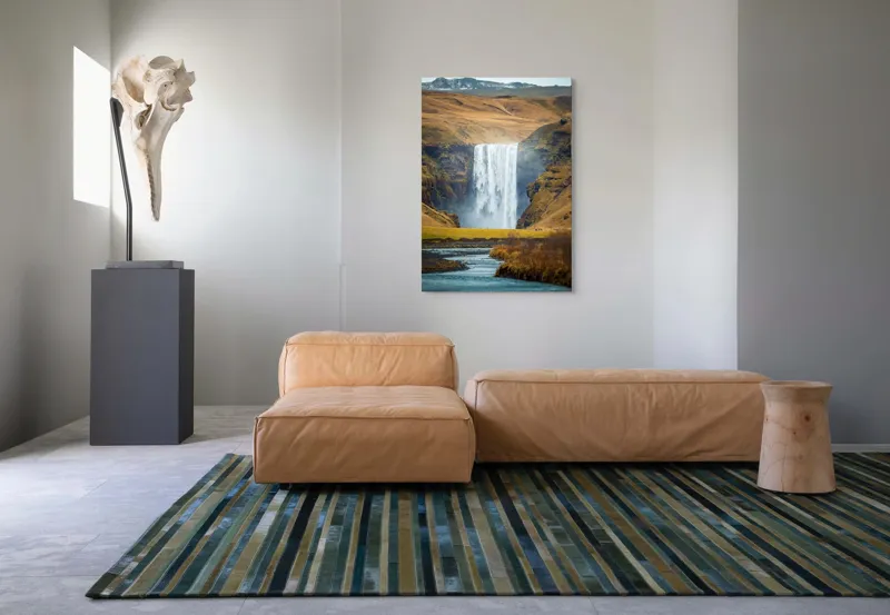 Tablou Canvas, "Cascada în mijlocul naturii sălbatice", Cascadă, Spectaculoasă, Natura, Sălbatic, Peisaj, Apă, Munți, Valuri, Râu, Înălțime, Verdeață, 70 x 100 cm – poza 7