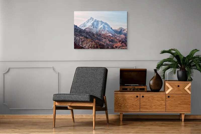 Tablou Canvas, "Zăpezile eterne ale muntelui colorat", Alb, Stâncos, Magnific, Înghețat, Impunător, Liniștitor, Pitoresc, Atrăgător, Sclipitor, Tăcut, 100 x 70 cm – poza 8