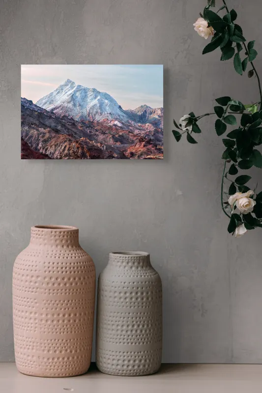 Tablou Canvas, "Zăpezile eterne ale muntelui colorat", Alb, Stâncos, Magnific, Înghețat, Impunător, Liniștitor, Pitoresc, Atrăgător, Sclipitor, Tăcut, 39 x 26 cm – poza 4