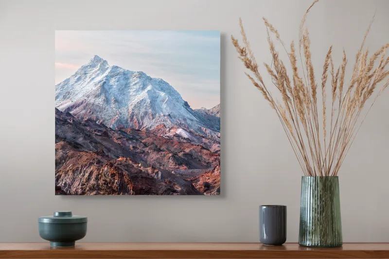 Tablou Canvas, "Zăpezile eterne ale muntelui colorat", Alb, Stâncos, Magnific, Înghețat, Impunător, Liniștitor, Pitoresc, Atrăgător, Sclipitor, Tăcut, 50 x 50 cm – poza 4