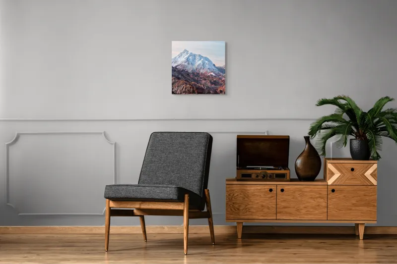Tablou Canvas, "Zăpezile eterne ale muntelui colorat", Alb, Stâncos, Magnific, Înghețat, Impunător, Liniștitor, Pitoresc, Atrăgător, Sclipitor, Tăcut, 50 x 50 cm – poza 6