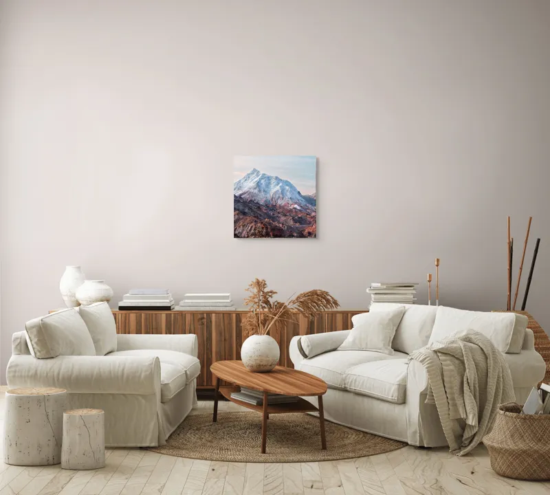 Tablou Canvas, "Zăpezile eterne ale muntelui colorat", Alb, Stâncos, Magnific, Înghețat, Impunător, Liniștitor, Pitoresc, Atrăgător, Sclipitor, Tăcut, 50 x 50 cm – poza 7