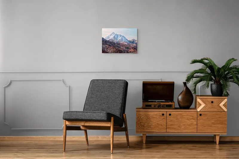 Tablou Canvas, "Zăpezile eterne ale muntelui colorat", Alb, Stâncos, Magnific, Înghețat, Impunător, Liniștitor, Pitoresc, Atrăgător, Sclipitor, Tăcut, 54 x 39 cm – poza 7