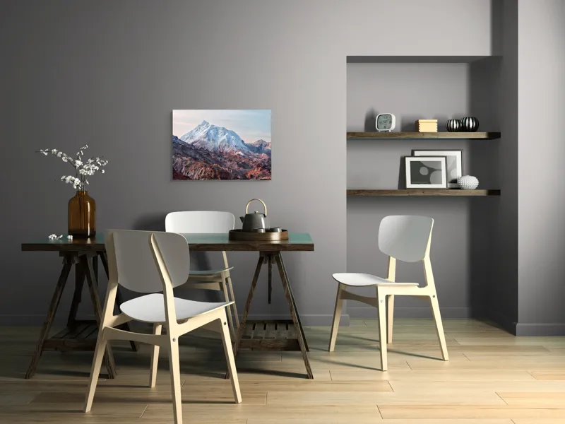 Tablou Canvas, "Zăpezile eterne ale muntelui colorat", Alb, Stâncos, Magnific, Înghețat, Impunător, Liniștitor, Pitoresc, Atrăgător, Sclipitor, Tăcut, 70 x 50 cm – poza 5
