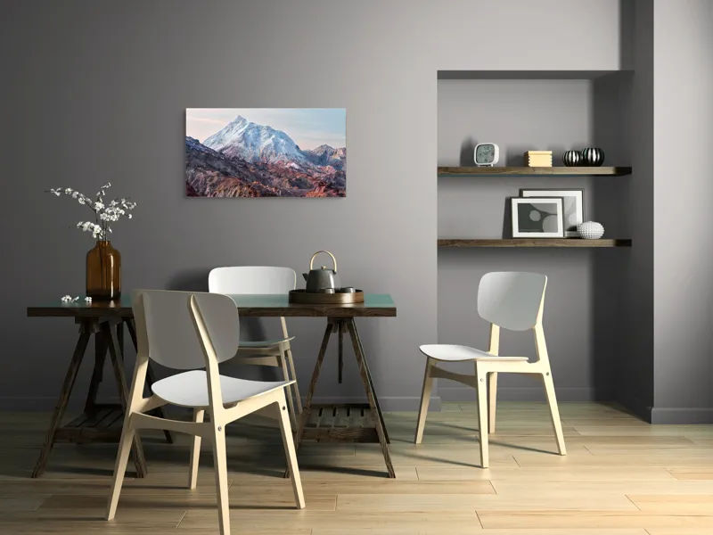 Tablou Canvas, "Zăpezile eterne ale muntelui colorat", Alb, Stâncos, Magnific, Înghețat, Impunător, Liniștitor, Pitoresc, Atrăgător, Sclipitor, Tăcut, 90 x 50 cm – poza 3