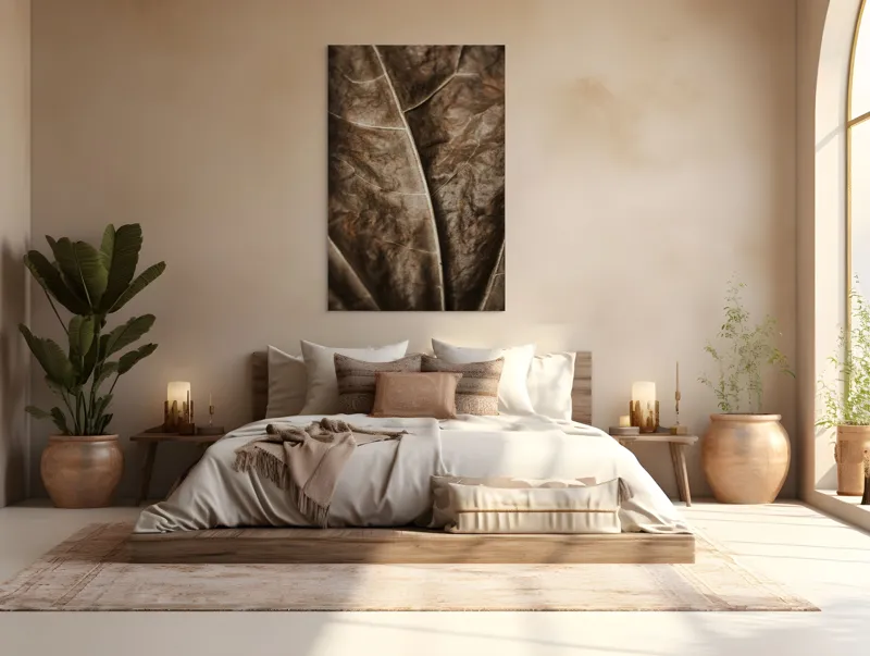 Tablou Canvas, "Textura enigmatică a frunzei uscate", Veins, Texture, Brown, Leaf, Pattern, Nature, Organic, Detail, Surface, Natural, 100 x 150 cm – poza 3