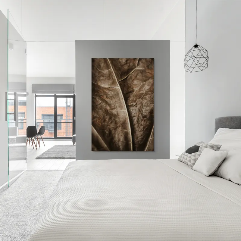Tablou Canvas, "Textura enigmatică a frunzei uscate", Veins, Texture, Brown, Leaf, Pattern, Nature, Organic, Detail, Surface, Natural, 100 x 150 cm – poza 5