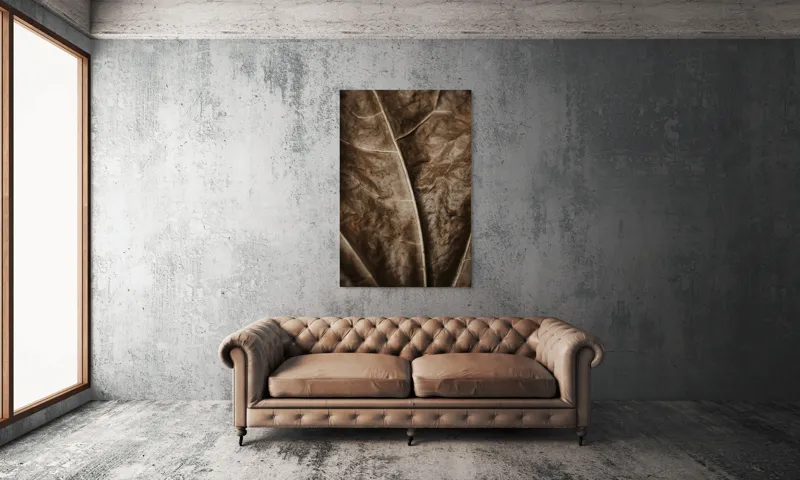 Tablou Canvas, "Textura enigmatică a frunzei uscate", Veins, Texture, Brown, Leaf, Pattern, Nature, Organic, Detail, Surface, Natural, 100 x 150 cm – poza 6