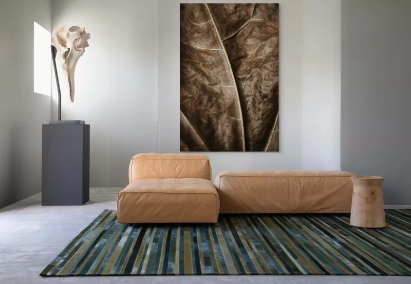 Tablou Canvas, "Textura enigmatică a frunzei uscate", Veins, Texture, Brown, Leaf, Pattern, Nature, Organic, Detail, Surface, Natural, 100 x 150 cm – poza 7