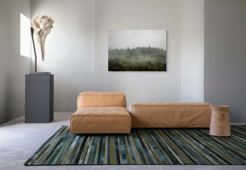Tablou Canvas, "Câmpie învăluită în ceață dimineața", Ceață, Pajiște, Copaci, Tăcere, Melancolie, Natură, Răcoare, Verdeață, Mister, Liniște, 100 x 70 cm – poza 7