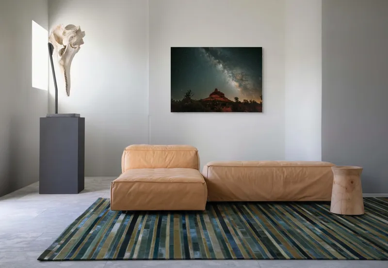 Tablou Canvas, "Rugăciune sub cerul înstelat", Stele, Cer, Peisaj, Noapte, Roci, Cale Lactee, Natura, Pădure, Lumină, Cosmos, 100 x 70 cm – poza 7
