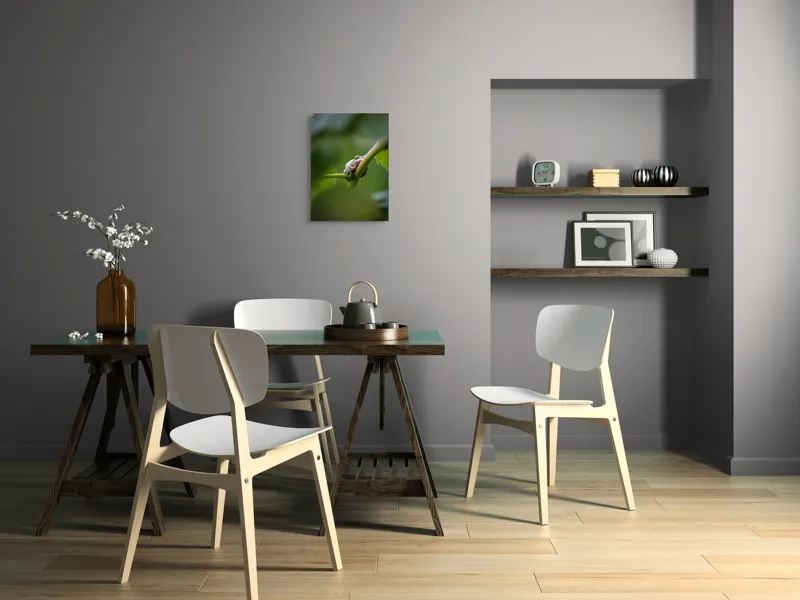 Tablou Canvas, "O broască în așteptarea ploii", Broască, Frunză, Tulpină, Verde, Privire, Natural, Detaliu, Relaxare, Camuflaj, Natură, 39 x 54 cm – poza 7