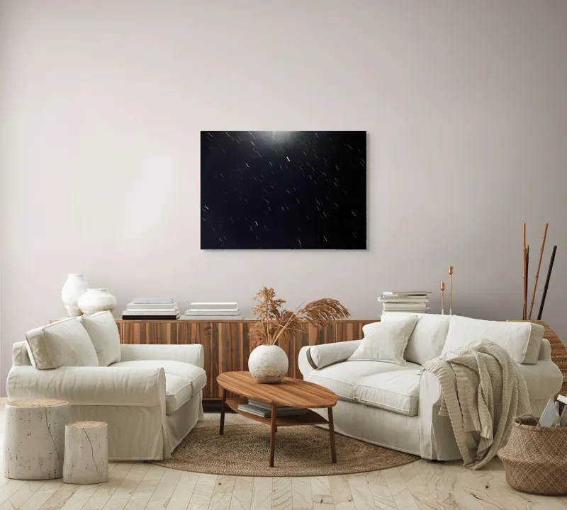 Tablou Canvas, "Stele dansând pe cerul nopții", Stele, Noapte, Mișcare, Cer, Spațiu, Lumină, Mister, Eternitate, Univers, Întuneric, 100 x 70 cm – poza 3