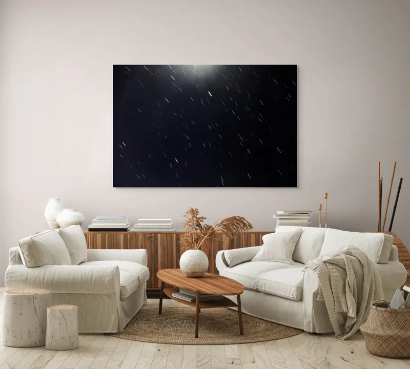 Tablou Canvas, "Stele dansând pe cerul nopții", Stele, Noapte, Mișcare, Cer, Spațiu, Lumină, Mister, Eternitate, Univers, Întuneric, 150 x 100 cm – poza 3