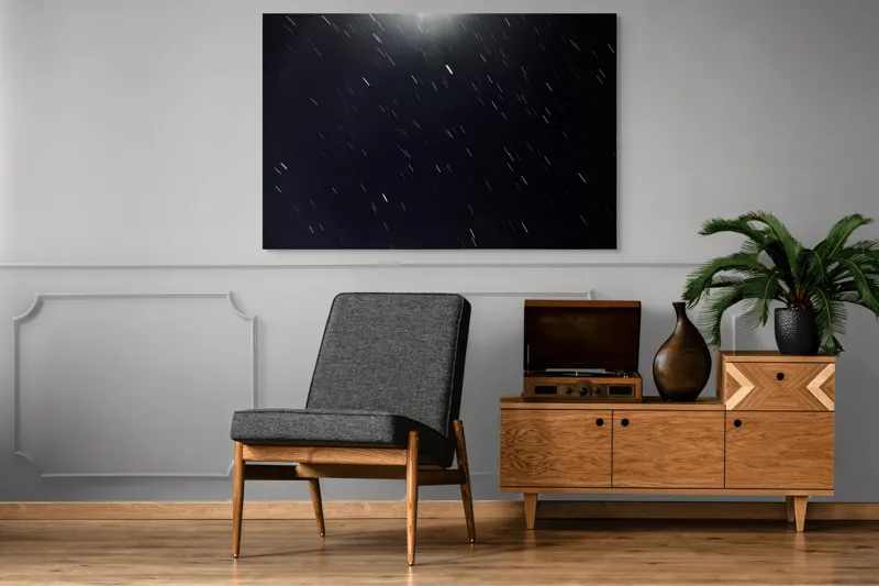 Tablou Canvas, "Stele dansând pe cerul nopții", Stele, Noapte, Mișcare, Cer, Spațiu, Lumină, Mister, Eternitate, Univers, Întuneric, 150 x 100 cm – poza 8