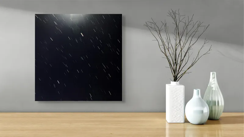 Tablou Canvas, "Stele dansând pe cerul nopții", Stele, Noapte, Mișcare, Cer, Spațiu, Lumină, Mister, Eternitate, Univers, Întuneric, 50 x 50 cm – poza 3