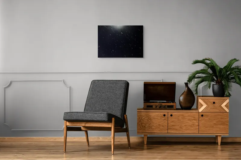Tablou Canvas, "Stele dansând pe cerul nopții", Stele, Noapte, Mișcare, Cer, Spațiu, Lumină, Mister, Eternitate, Univers, Întuneric, 70 x 50 cm – poza 4