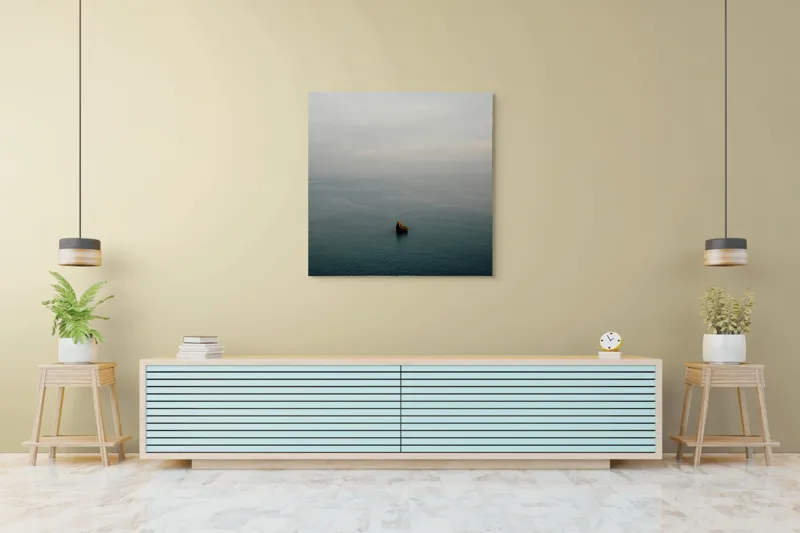 Tablou Canvas, "Un colț singuratic în nemărginire marină", Calm, Vast, Serene, Solitary, Tranquil, Endless, 100 x 100 cm – poza 5