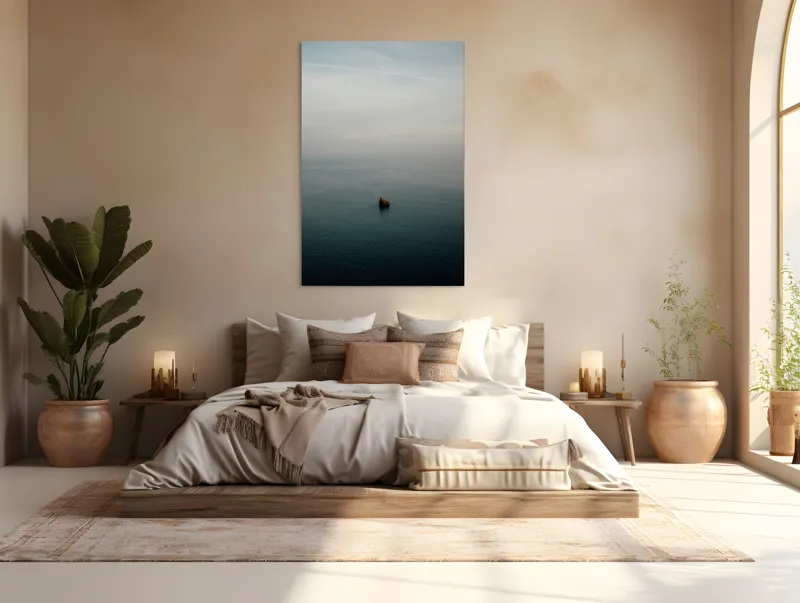 Tablou Canvas, "Un colț singuratic în nemărginire marină", Calm, Vast, Serene, Solitary, Tranquil, Endless, 100 x 150 cm – poza 3