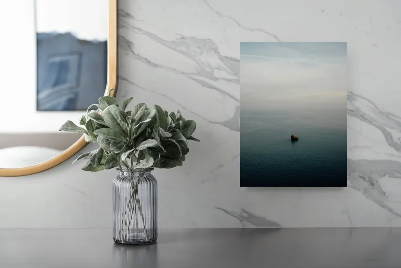 Tablou Canvas, "Un colț singuratic în nemărginire marină", Calm, Vast, Serene, Solitary, Tranquil, Endless, 26 x 39 cm – poza 4