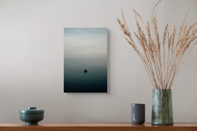 Tablou Canvas, "Un colț singuratic în nemărginire marină", Calm, Vast, Serene, Solitary, Tranquil, Endless, 26 x 39 cm – poza 5