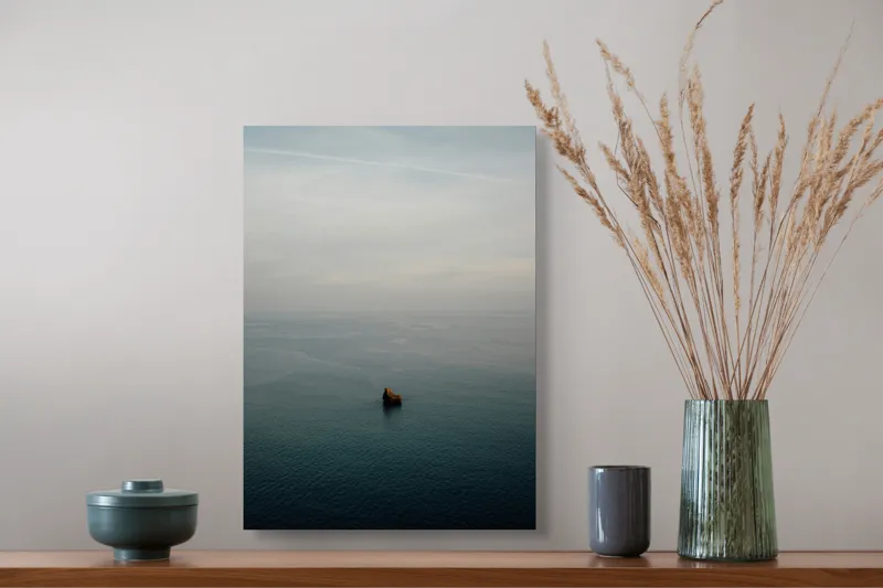 Tablou Canvas, "Un colț singuratic în nemărginire marină", Calm, Vast, Serene, Solitary, Tranquil, Endless, 39 x 54 cm – poza 3