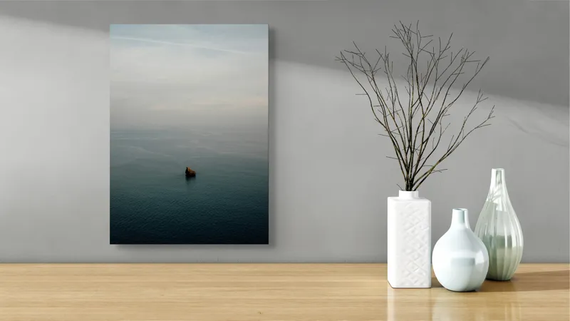 Tablou Canvas, "Un colț singuratic în nemărginire marină", Calm, Vast, Serene, Solitary, Tranquil, Endless, 39 x 54 cm – poza 4