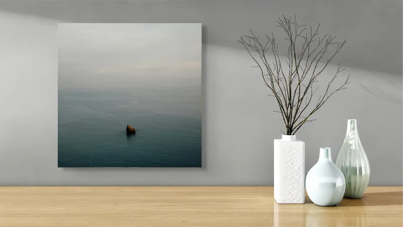 Tablou Canvas, "Un colț singuratic în nemărginire marină", Calm, Vast, Serene, Solitary, Tranquil, Endless, 50 x 50 cm – poza 3