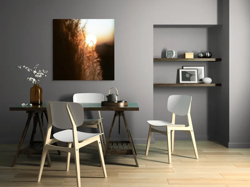 Tablou Canvas, "Splendoarea apusului printre ierburi aurii", Apus, Pampoane, Lumina, Blândețe, Natură, 100 x 100 cm – poza 6