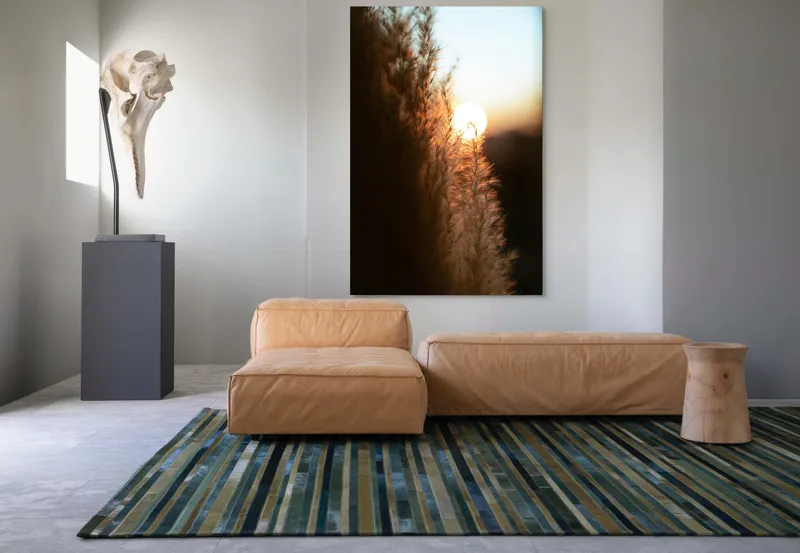 Tablou Canvas, "Splendoarea apusului printre ierburi aurii", Apus, Pampoane, Lumina, Blândețe, Natură, 100 x 150 cm – poza 7