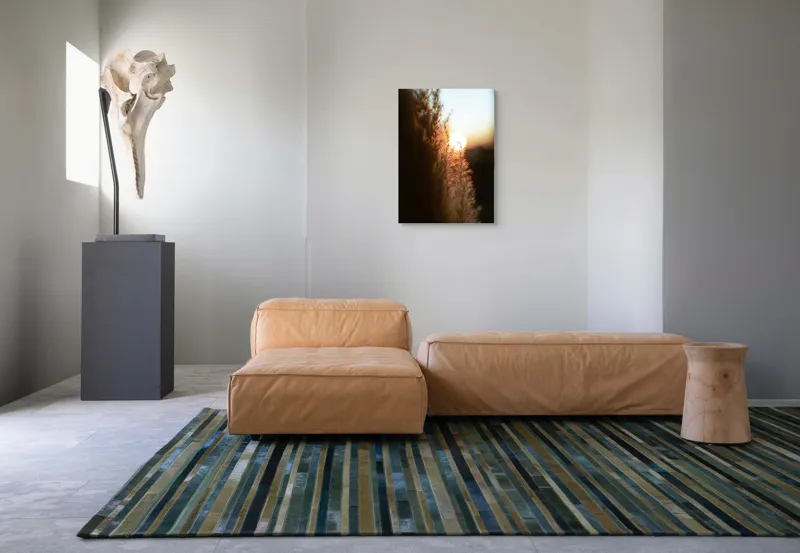 Tablou Canvas, "Splendoarea apusului printre ierburi aurii", Apus, Pampoane, Lumina, Blândețe, Natură, 50 x 70 cm – poza 7