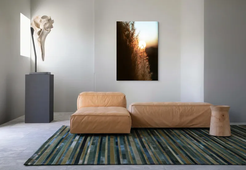 Tablou Canvas, "Splendoarea apusului printre ierburi aurii", Apus, Pampoane, Lumina, Blândețe, Natură, 70 x 100 cm – poza 7