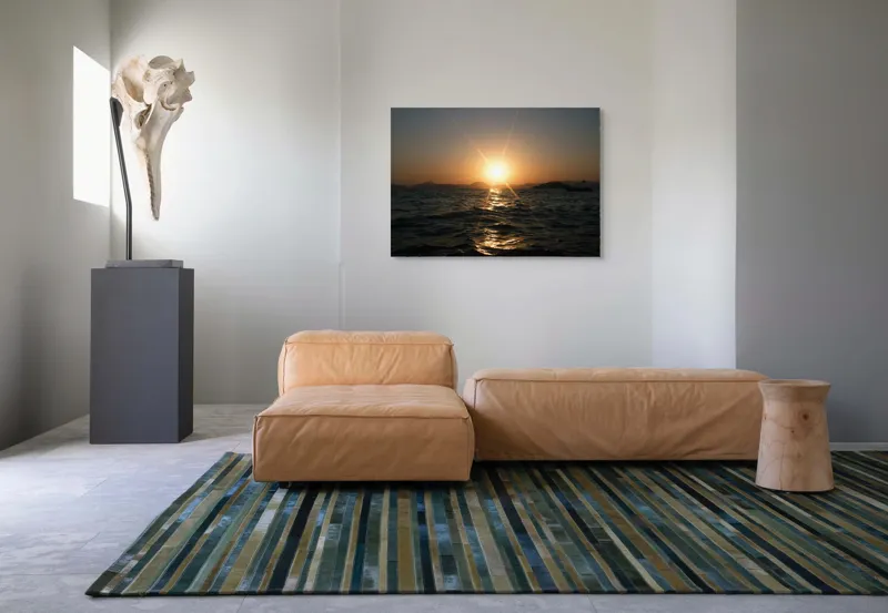 Tablou Canvas, "Apus liniștit peste oceanul îndepărtat", Soare, Apus, Ocean, Valuri, Siluetă, Lumină, Cer, Reflexii, Liniște, Peisaj, 100 x 70 cm – poza 7