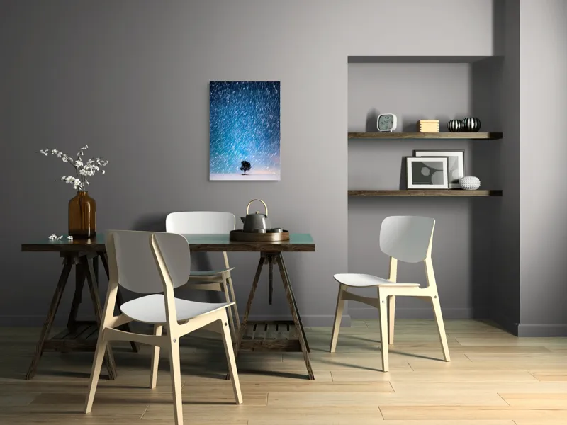 Tablou Canvas, "Steaua nordului peste copacul singuratic", Stele, Cădere, Noapte, Solitudine, Peisaj, Magie, Cer., 50 x 70 cm – poza 5