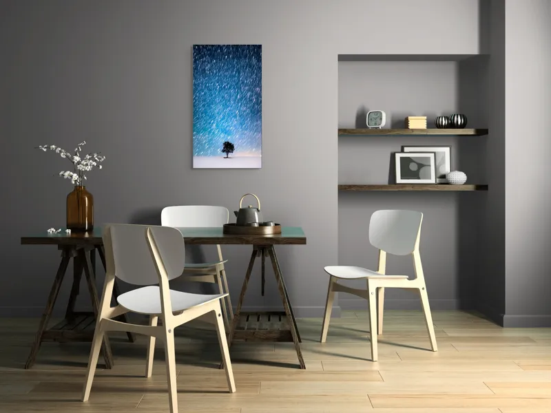 Tablou Canvas, "Steaua nordului peste copacul singuratic", Stele, Cădere, Noapte, Solitudine, Peisaj, Magie, Cer., 50 x 90 cm – poza 4