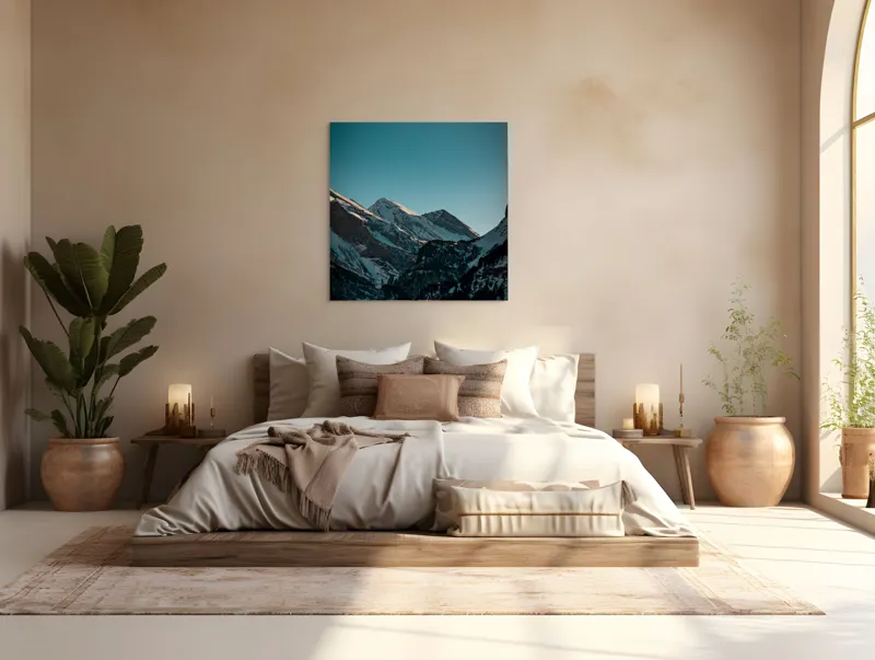 Tablou Canvas, "Măreția munților în lumina serii", Creste, Albastre, Inalte, Majestuoase, Impunatoare, Senine, Recifate, Spectaculoase, 100 x 100 cm – poza 4
